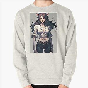 Sexy Demon Girl in White Shirt Pullover Sweatshirt RB0901