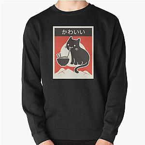 "Kawaii" Vintage Style Japenese Ramen Cat Pullover Sweatshirt RB0901