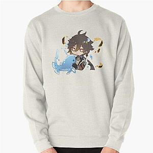 Genshin Impact Sweatshirts - Genshin Impact Chibi Cool Zhongli  Pullover Sweatshirt RB2212