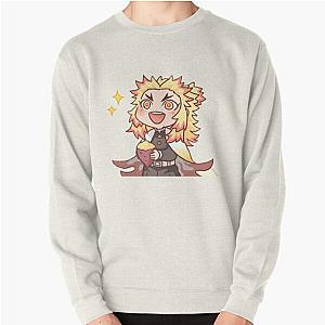 Demon Slayer Sweatshirts - Smiling Rengoku eating - Demon Slayer Corps Anime Sticker Pullover Sweatshirt RB2212