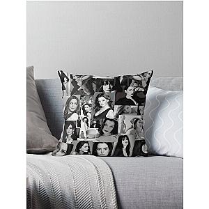 Anne Hathaway Assorted Photo Collage Black and White Aesthetics Throw Pillow