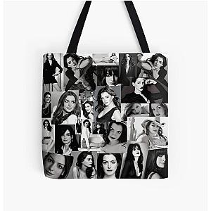 Anne Hathaway Actual Photo Collage - Black and White Aesthetics Version All Over Print Tote Bag