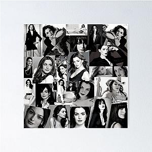 Anne Hathaway Assorted Photo Collage Black and White Aesthetics Poster
