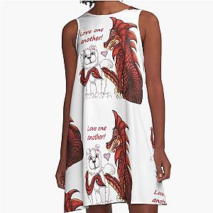 Dog and Dragon Love One Another A Line Dress