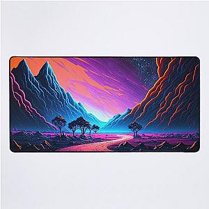 Dreaming of a Neon Landscape from Another Universe Desk Mat