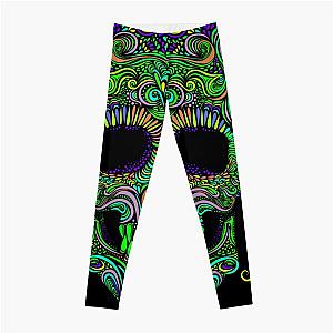 psychedelic skull Aphex twin trippy pattern crystal castles Leggings