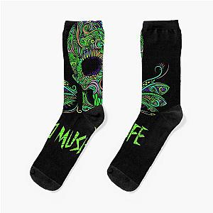 psychedelic skull Aphex twin trippy pattern crystal castles Socks