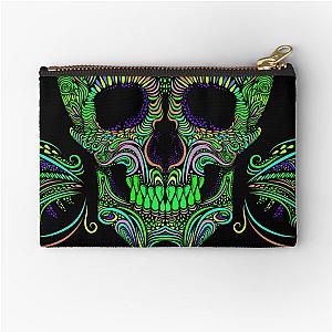 psychedelic skull Aphex twin trippy pattern crystal castles Zipper Pouch