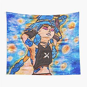 Jinx Powder Watercolour Fanart Arcane Starry Night Tapestry