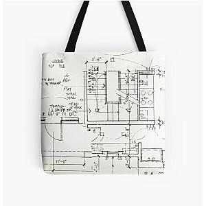 Architects Blueprint - Architecture Pattern All Over Print Tote Bag RB2611