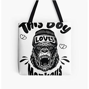 This Boy Loves Monkeys Lover Monkey Animal Saying All Over Print Tote Bag RB0604 [ID555872]