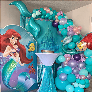 Ariel Mermaid Theme Party Balloon Garland Arch Kit Lake Blue Latex Balloon