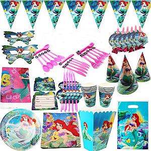 Disney Mermaid Ariel Disposable Tableware Birthday Party Decoration