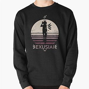 Exusiai from Arknights Silhouette with Distressed Sunset Background employee of the Penguin Logistic Pullover Sweatshirt