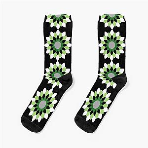 Aromantic Socks - Aro Pride Blossoming Vector Flower Design Socks RB1901