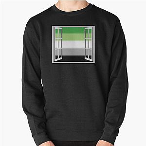 Aromantic Sweatshirts - Window Open to Aro Pride Flag Pullover Sweatshirt RB1901