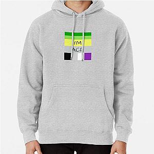 Aromantic Hoodies - AROMANTIC FLAG ASEXUAL FLAG I'M ACE ASEXUAL T-SHIRT Pullover Hoodie RB1901