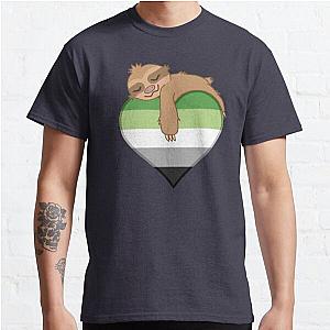 Aromantic T-Shirts - Aromantic Pride Flag Sloth Classic T-Shirt RB1901