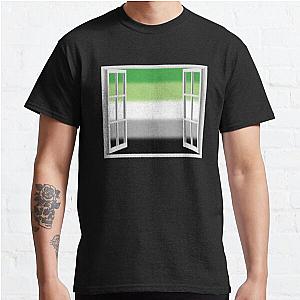 Aromantic T-Shirts - Window Open to Aro Pride Flag Classic T-Shirt RB1901