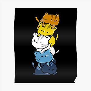 Aromantic Posters - Kawaii Cat Pile Aroace Pride Flag Poster RB1901