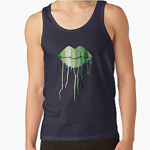 Aromantic Tank Tops - Aro Pride Dripping Watercolor Lips Tank Top RB1901