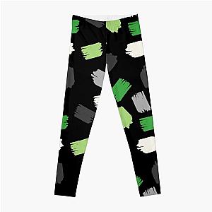 Aromantic Leggings - Aro Pride Short Paintstrokes on Black Leggings RB1901