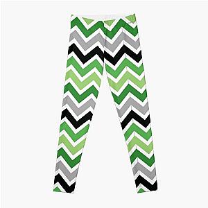 Aromantic Leggings - Aromantic Pride White Zigzag Print Leggings RB1901