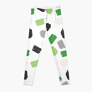 Aromantic Leggings - Aro Pride Short Paintstrokes on White Leggings RB1901