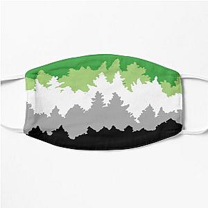 Aromantic Face Masks - Forest themed Aromantic pride flag Flat Mask RB1901