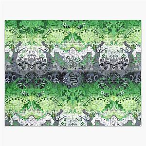 Aromantic Puzzles - Aromantic Dragon Damask -- Aromantic Pride Flag Colors Jigsaw Puzzle RB1901