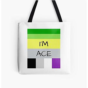 Aromantic Bags - AROMANTIC FLAG ASEXUAL FLAG I'M ACE ASEXUAL T-SHIRT All Over Print Tote Bag RB1901