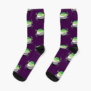 Aromantic Socks - Asexual Aromantic Space Planet Socks RB1901