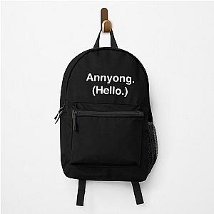 Annyong. (Hello.) White Lettering - Arrested Development Backpack