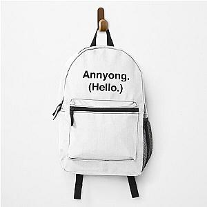 Annyong. (Hello.) Black Lettering - Arrested Development Backpack