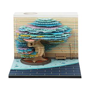 Artropad Blue Tree House Omoshiroi Block 3D Notepad With Pen Holder