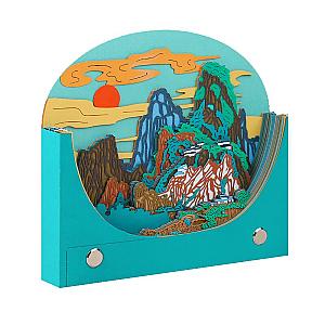 Artropad Round Mountain Landscape Omoshiroi Block 3D Notepad