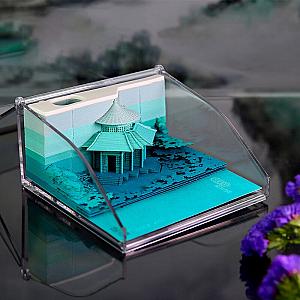 Artropad Blue Garden Omoshiroi Block 3D Notepad With Pen Holder