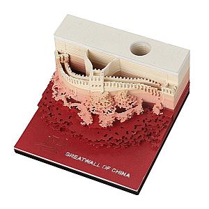 Artropad Red Mini Great Wall Omoshiroi Block 3D Notepad With Pen Holder