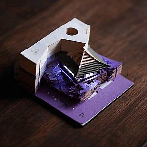 Artropad Purple Santorini Omoshiroi Block Mini 3D Notepad With Pen Holder