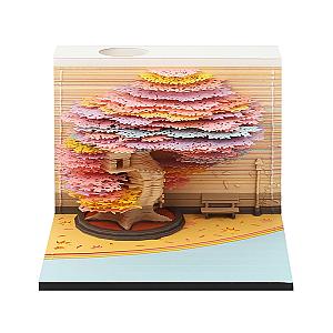 Artropad Pink Treehouse Omoshiroi Block 3D Memo Pad With Pen Holder