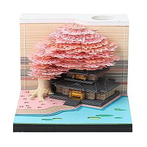 Artropad Pink Marriage Tree Omoshiroi Block 3D Memo Pad With Pen Holder