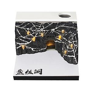 Artropad Black Spider Cave Omoshiroi Block 3D Notepad With Pen Holder