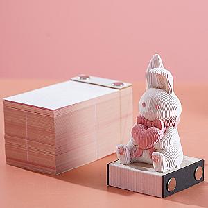 Artropad Cute Bunny With Heart Omoshiroi Block 3D Notepad