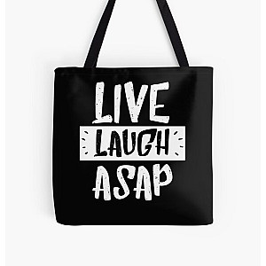 live laugh asap - inspirational black &amp; white All Over Print Tote Bag RB0111