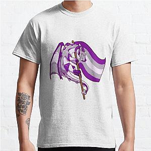 Asexual Flag T-Shirts - Grey-Asexual Pride Flag Dragon (3rd Edition) Classic T-Shirt RB1901