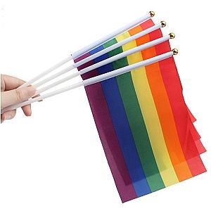 50 Pieces Rainbow Hand Held Flags Official Store PN2001