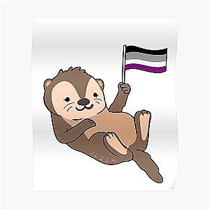 Asexual Flag Posters - Sea Otter with Asexual Flag For Asexuals Poster RB1901