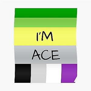 Asexual Flag Posters - AROMANTIC FLAG ASEXUAL FLAG I'M ACE ASEXUAL T-SHIRT Poster RB1901