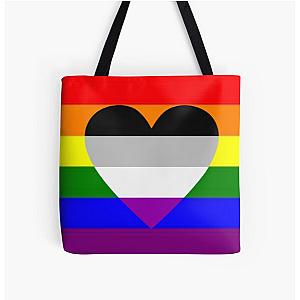 Asexual Flag Bags - Gay Pride Flag with Asexual Heart All Over Print Tote Bag RB1901