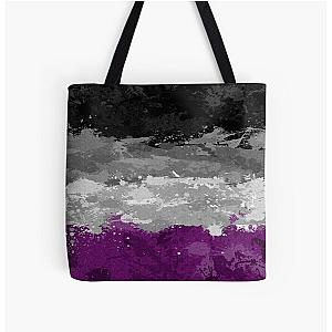 Asexual Flag Bags - Asexual Paint Splatter Flag All Over Print Tote Bag RB1901